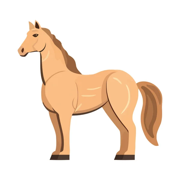 Roztomilý Kreslený Kůň Stojící Ikona Izolované — Stockový vektor