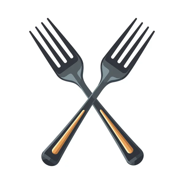 Kuchyňské Nádobí Vidlička Stříbro Ikona Izolované — Stockový vektor