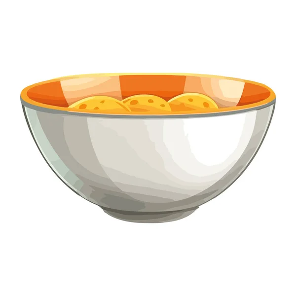 Repas Gastronomique Dans Bol Jaune Icône Illustration Isolée Isolée — Image vectorielle