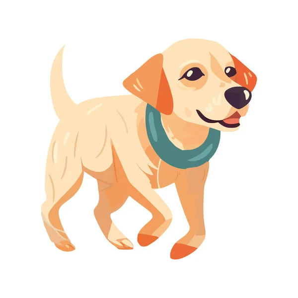 Cheerful Puppy Walking Tail Wagging Joy Icon Isolated — Stock Vector