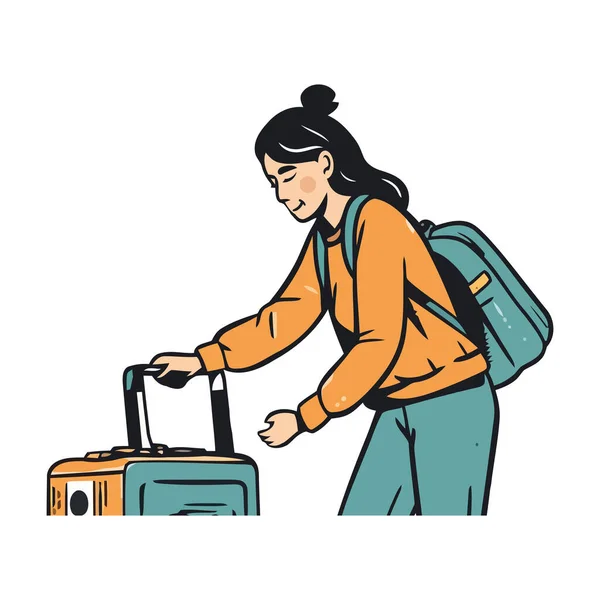 Eine Person Mit Reisegepäck Für Den Sommerurlaub Isoliert — Stockvektor