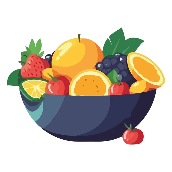 Frutta Fresca Mescolano Una Ciotola Isolata — Vettoriale Stock