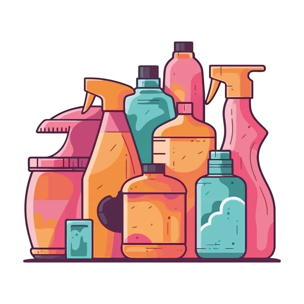 Reinigingsmiddelen Shampoo Spray Ontsmettingsmiddel Pictogram Geïsoleerd — Stockvector