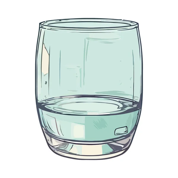 Прозрачный Стакан Очищенной Воды Изолированным Значком Пузырьков — стоковый вектор