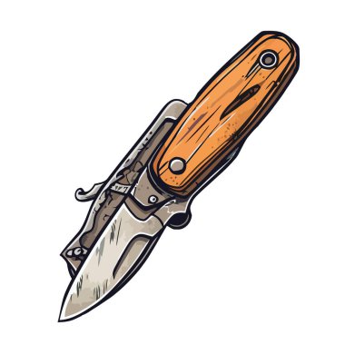 Keskin çelik bıçak, metalik kabza, tehlikeli silah ikonu izole edildi.