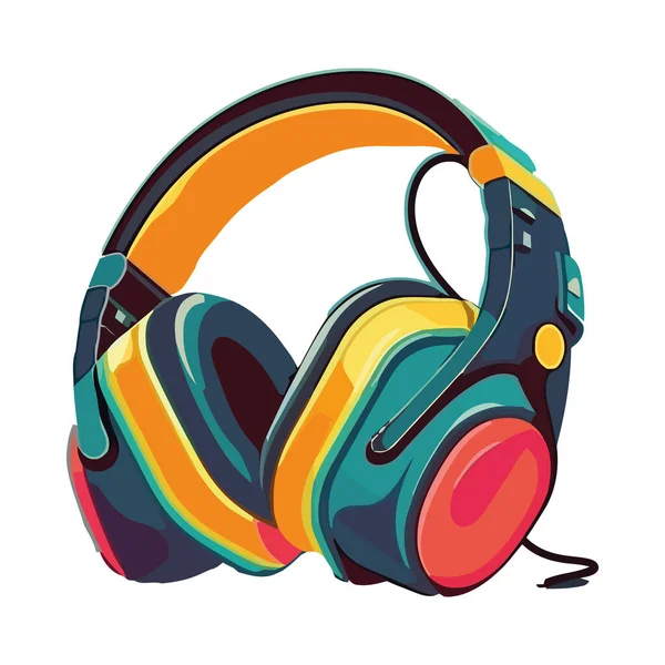 Headphones Modernos Ícone Musical Isolado — Vetor de Stock