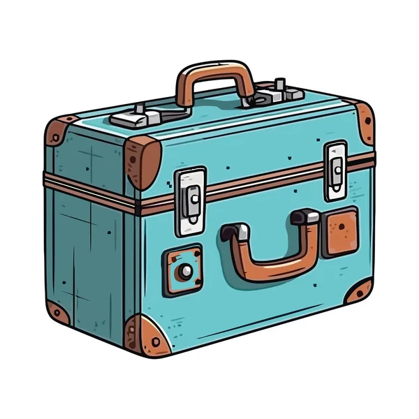 スタイルで旅行 孤立した古い革のスーツケースのアイコン — ストックベクタ