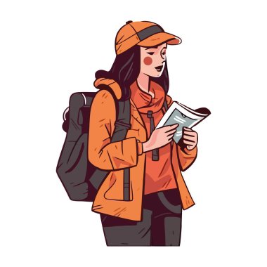 Kadın yürüyüşü, sırt çantalarını tutmak, doğa ikonunu keşfetmek...