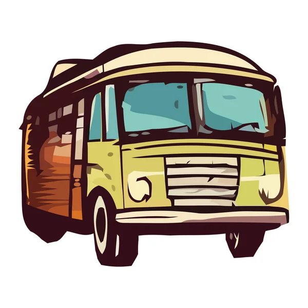 Gelber Reisebus Transportiert Touristen Isoliert — Stockvektor
