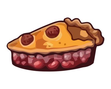 Meyve süsleme ikonu izole edilmiş tatlı çizgi film pastası.