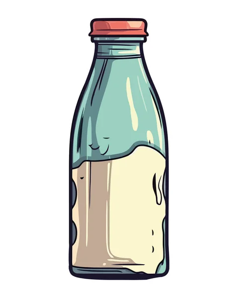 Βιολογικό Γκουρμέ Γάλα Διαφανές Εικονίδιο Μπουκάλι Απομονωμένο — Διανυσματικό Αρχείο