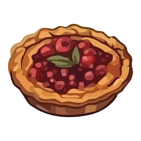 带有新鲜水果图标的甜浆果馅饼 — 图库矢量图片