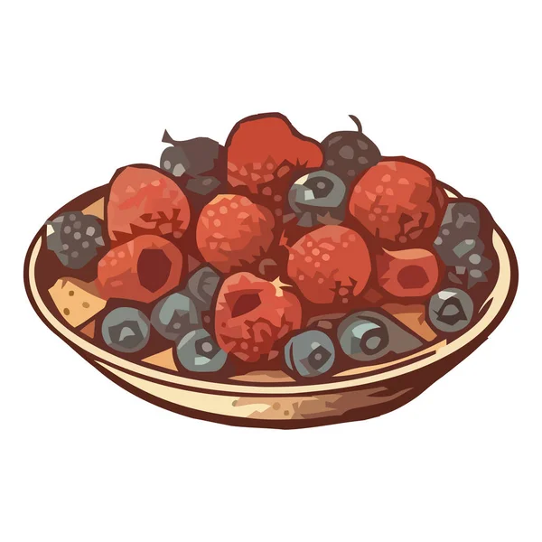 Fresh Organic Berry Fruit Basket Ripe Juicy Icon Isolated — Stock Vector