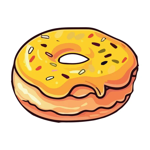 Donut Bonito Com Gelo Sprinkles Ícone Isolado — Vetor de Stock