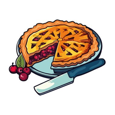 Taze pişmiş gurme tatlı pasta ikonu izole