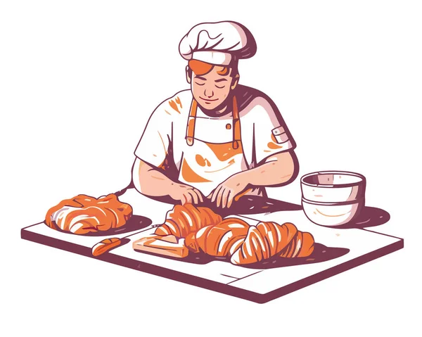 Кухарський Фартух Комерційній Кухні Готує Значок Хліба Ізольований — стоковий вектор