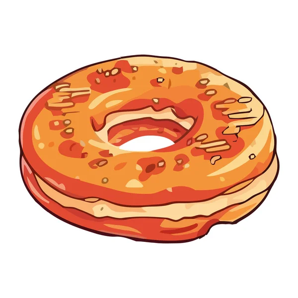 Gourmet Donut Σκίτσο Κρεμώδη Πλήρωση Εικονίδιο Απομονωμένο — Διανυσματικό Αρχείο