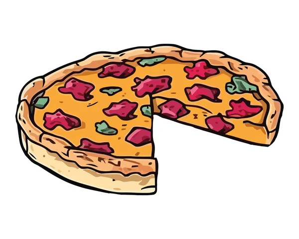 Pizza Mozzarellą Ikoną Świeżych Warzyw Izolowane — Wektor stockowy
