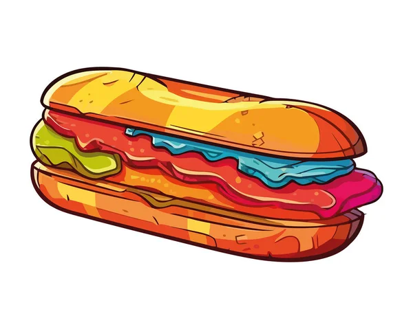 Gegrilltes Rindfleisch Sandwich Mit Ketchup Sauce — Stockvektor