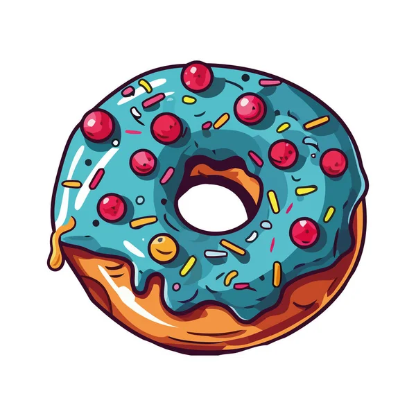 Doce Donut Delicioso Ícone Lanche Sobremesa Isolado — Vetor de Stock