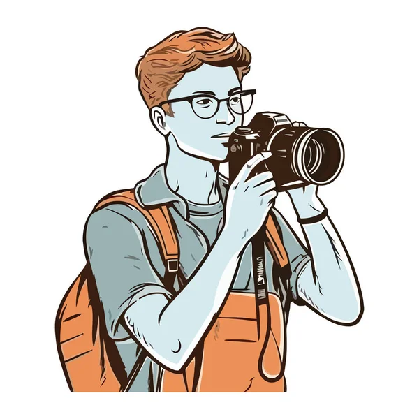 Une Personne Travaillant Photographiant Avec Une Expertise Isolée — Image vectorielle