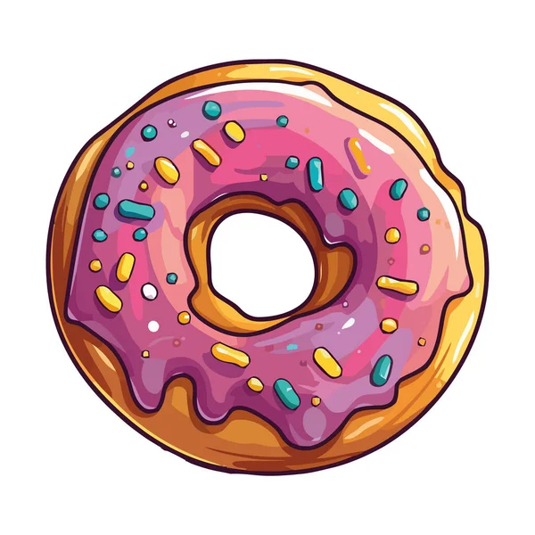 Сладкий Пончик Сливочный Начинки Десерт Восторга Икона Изолированы — стоковый вектор