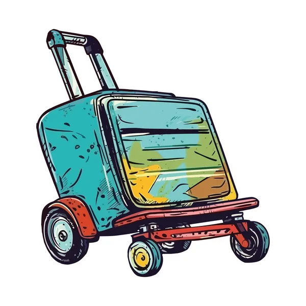 Handcart Carrying Luggage Illustration Icon Isolated — Stock Vector