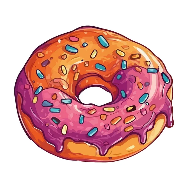 Doce Donut Lanche Para Ícone Alimentação Pouco Saudável Isolado — Vetor de Stock