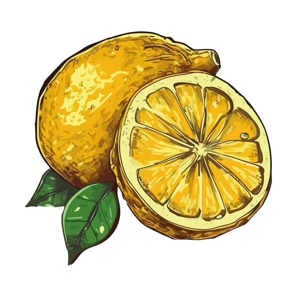 Juicy Citrus Slice Fresh Ripe Illustration Lemon Icon Isolated — Stock Vector