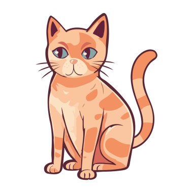 Çekici, oynak kedi yavrusu oturuyor, neşeli tüylü kürk ikonu izole edilmiş