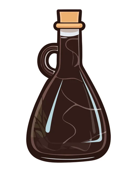 Иллюстрация Бутылки Сиропа Прозрачной Стеклянной Иконкой — стоковый вектор