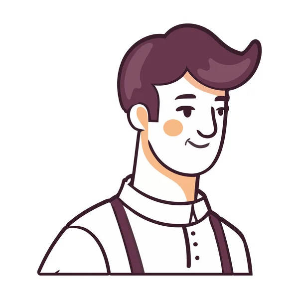 Personajes Dibujos Animados Sonrientes Icono Ropa Moderna Aislados — Vector de stock