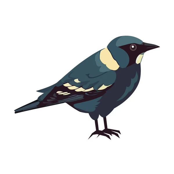Cute Cartoon Sparrow Perching Icon Isolated — Stock Vector