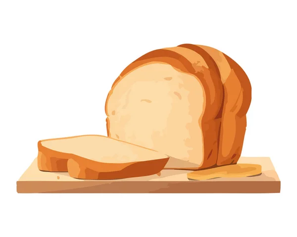 新鲜烘焙的面包 一个健康饮食图标的美食隔离 — 图库矢量图片