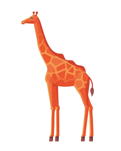 Mignonne Girafe Debout Amusant Safari Animal Illustration Icône Isolé — Image vectorielle