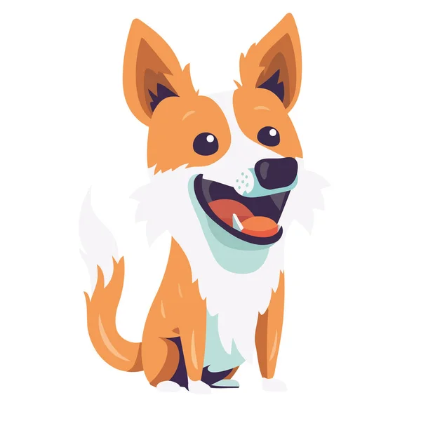 Cute Terrier Szczeniak Siedzi Uśmiechnięty Zabawny Ikona Izolowane — Wektor stockowy
