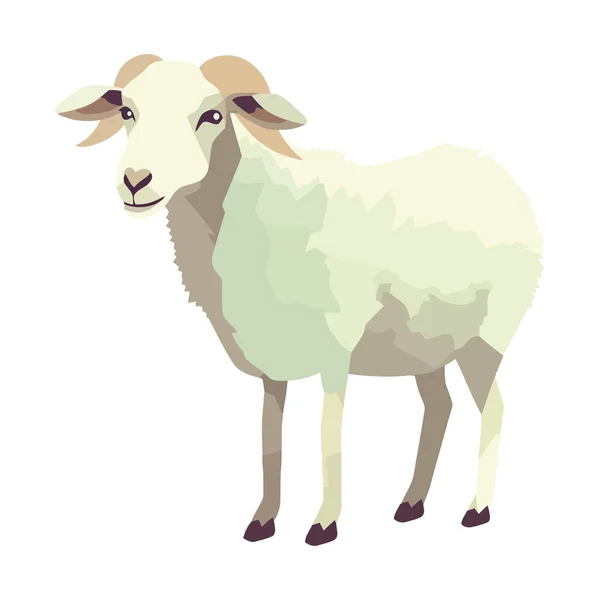 可爱的卡通山羊农场动物图标被隔离 — 图库矢量图片