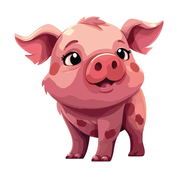 可爱的小猪笑着站在那里 一个农场朋友的形象被孤立了 — 图库矢量图片