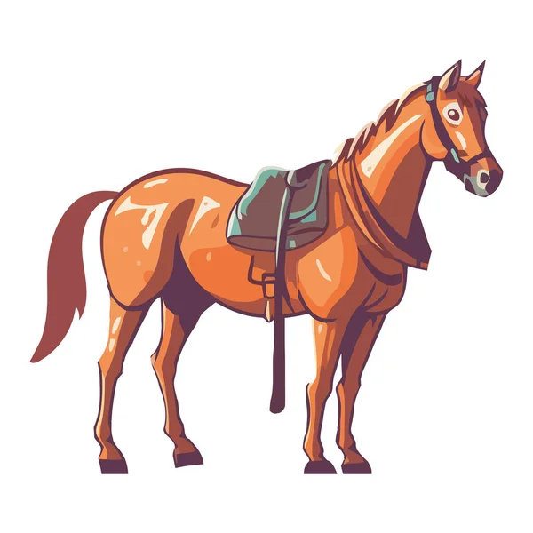 Brown Stallion Portrait Equestrian Competition Icon Isolated — Stock Vector