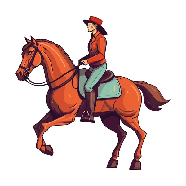 Jockey Riding Stallion Competitive Horse Racing Icon Isolated — Stock Vector