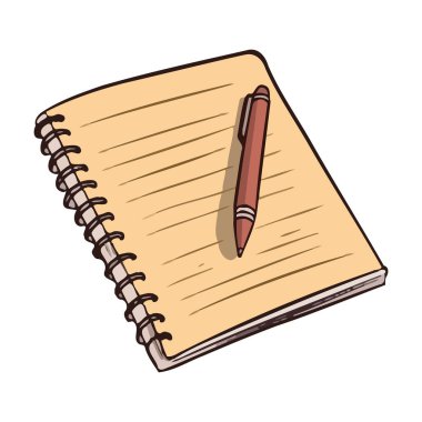 Dolma kalem tasarımı simgesi izole edilmiş sarı defter sayfası