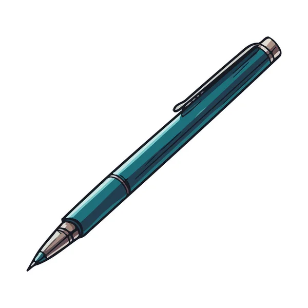 Bolígrafo Azul Crea Una Firma Aguda Icono Papel Aislado — Vector de stock