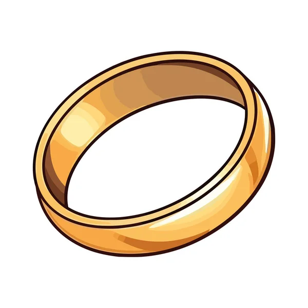 Glanzende Gouden Ring Symbool Van Liefde Rijkdom Pictogram Geïsoleerd — Stockvector