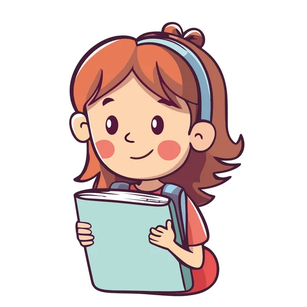 Χαριτωμένο Κορίτσι Του Σχολείου Εικονίδιο Του Βιβλίου Απομονωμένο — Διανυσματικό Αρχείο