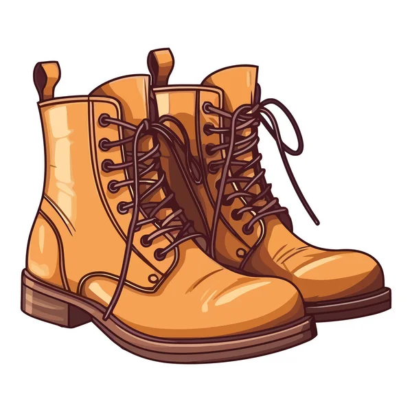 Walking Style Leather Army Boots Icon Isolated — Stock Vector