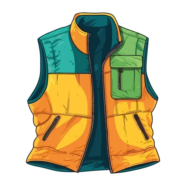 Men Winter Vest Yellow Zipper Pocket Icon Isolated — Stock Vector