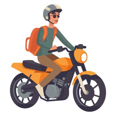 Motosikletli adam beyazın üstünde