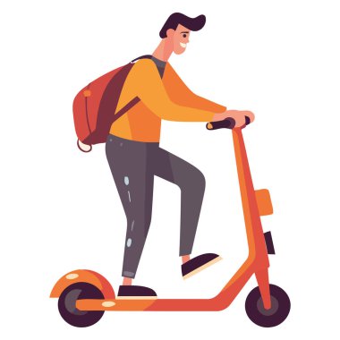 Genç bir çocuk beyaz üzerinde elektrikli kaykay sürüyor.