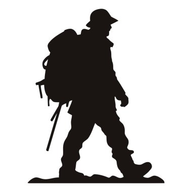Beyaz üzerine silahlı kuvvetlerin yürüyen silueti