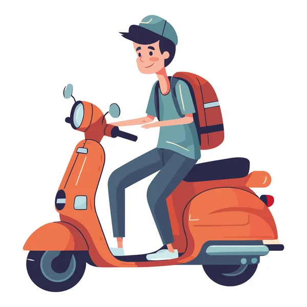 男子骑摩托车在白色上的设计 — 图库矢量图片
